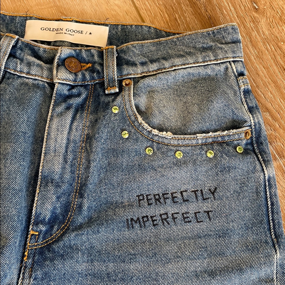 Golden Goose Blue Straight Leg Jeans with Star Embellishments. Made in Italy - Picture 4 of 16